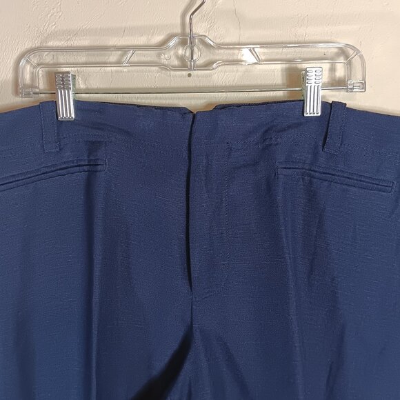 Emma James Capri Pants Women’s 16W Navy Blue Linen Blend Faux Pocket Nautical - Picture 2 of 5